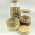 Grass Wrapped Glass Storage Jar